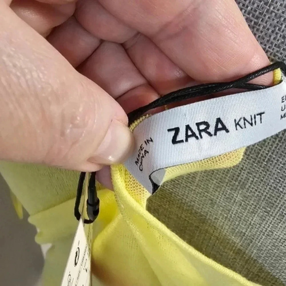 ZARA The Knitwear Cover up Yellow Knit 100% Cotton Tunic Dress Shirt size L - Picture 3 of 5